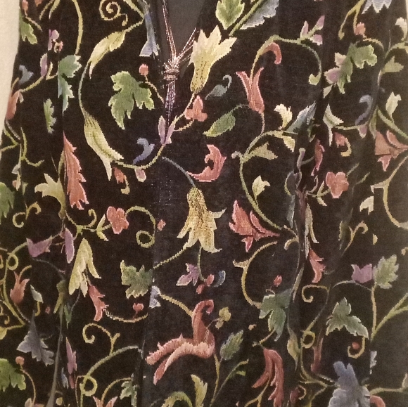 🍁🌿EUC FLORAL TAPESTRY WOVEN OPEN BLAZER DRESS JACKET DRESS CARDIGAN LADIES XL - Picture 2 of 7